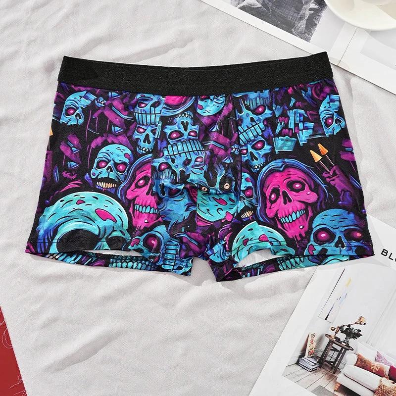 Men's Printed Skull Breathable Boxers by GJG Denim