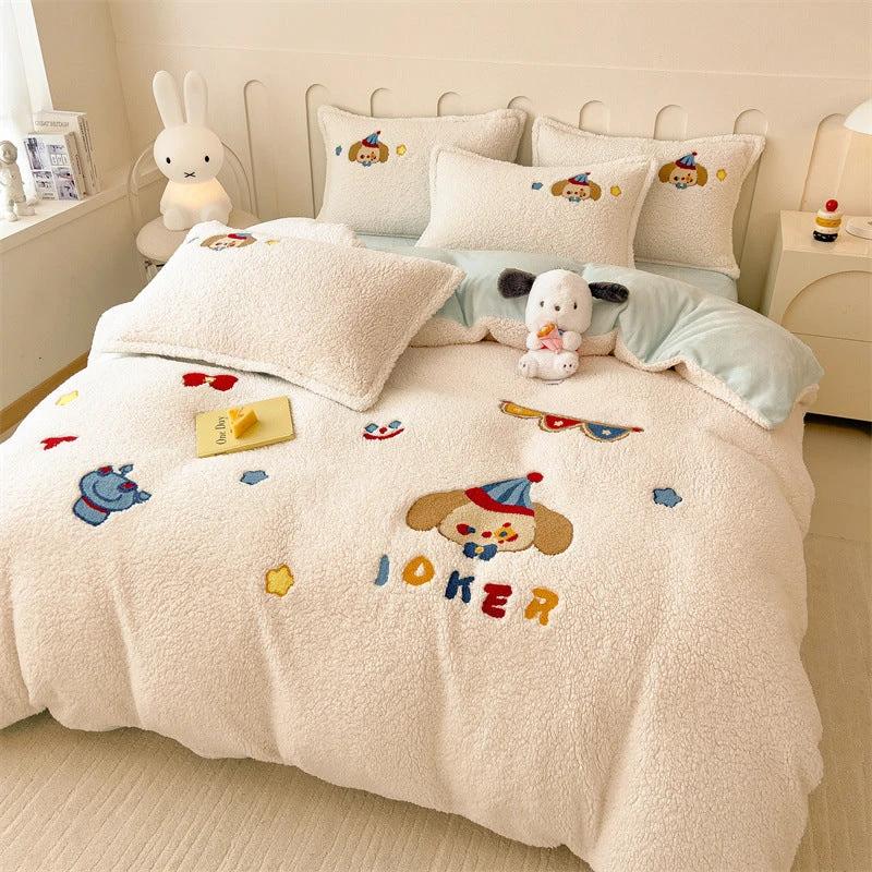 Plush Towel Embroidery Duvet Cover Four-piece Set by GJG Denim