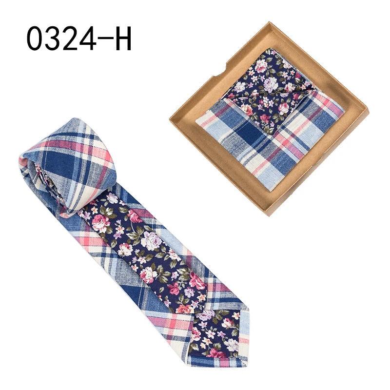 Men's Floral Print Tie and Pocket Square by GJG Denim