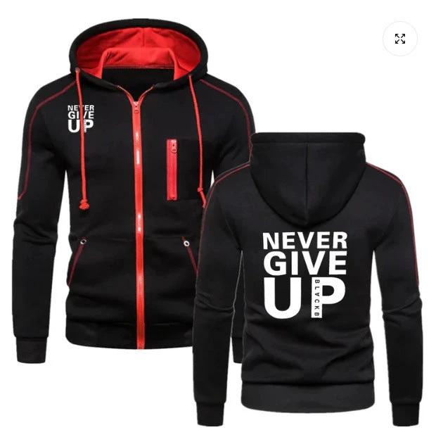 Men's "Never Give Up" Hoodies by GJG Denim