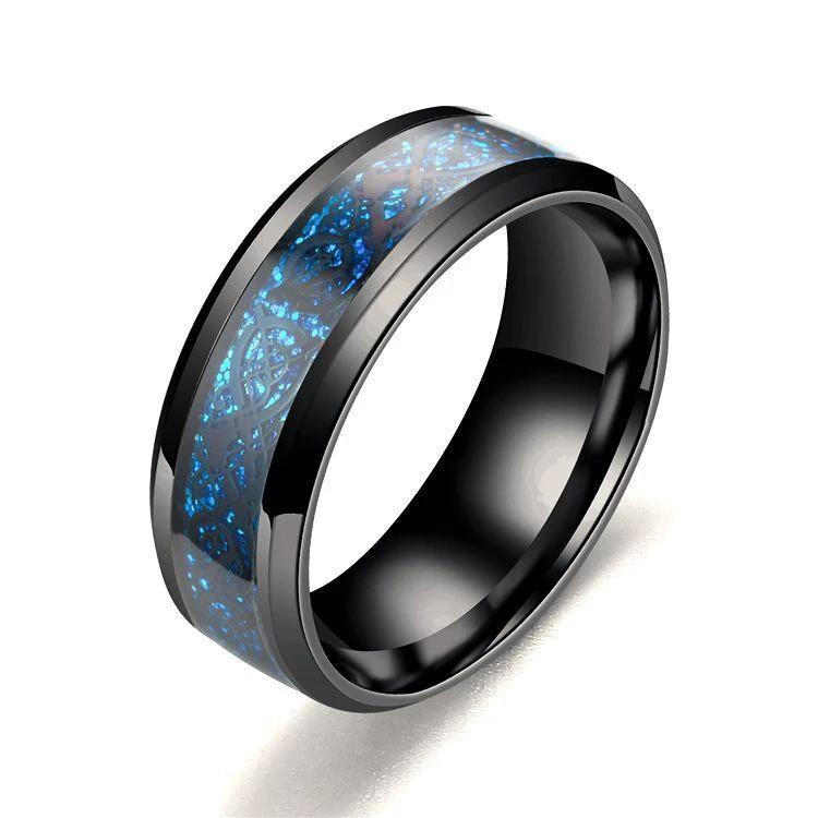 Men's Dragon Pattern Stainless Steel Rings by GJG Denim