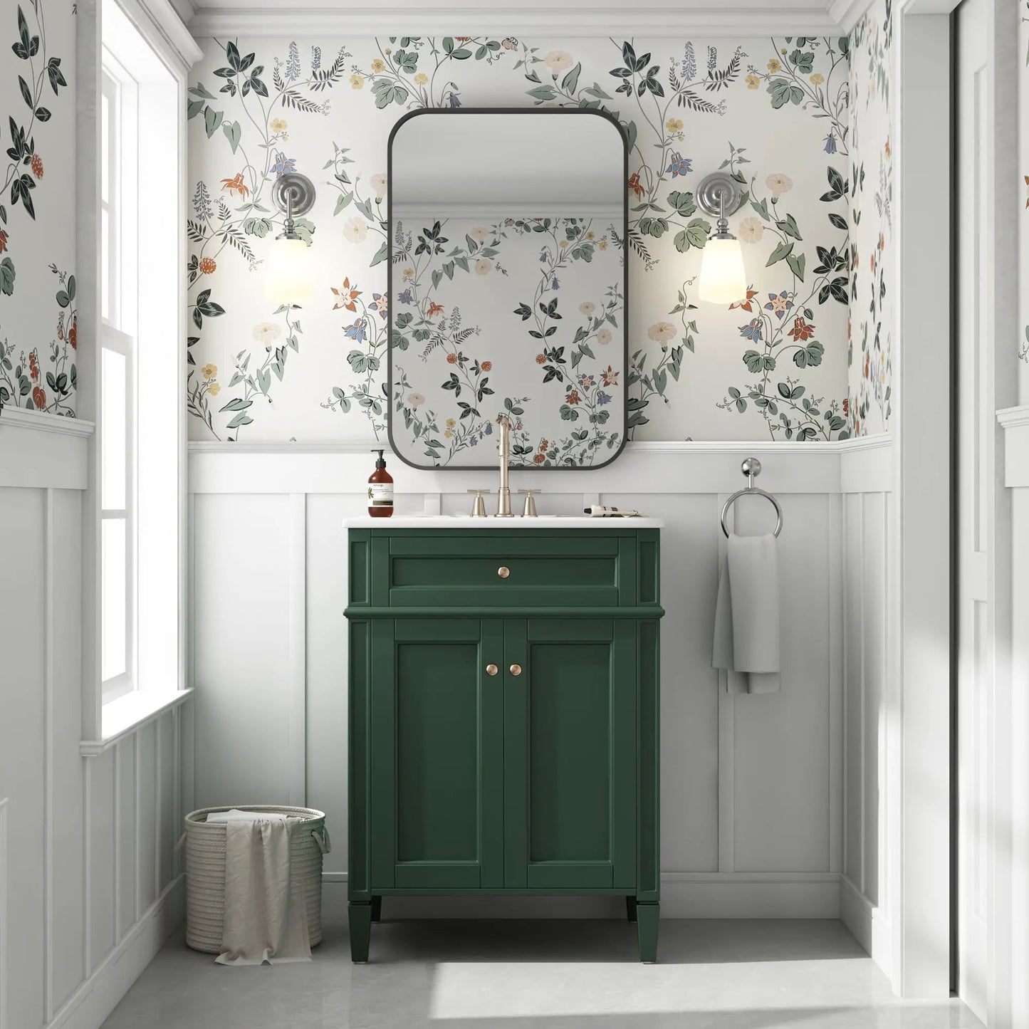 Bathroom Vanity With 2 Doors And Tip-Out Drawer, Bathroom Storage Cabinet With Sink, Soft-Closing Doors With Organizers by GJG Denim