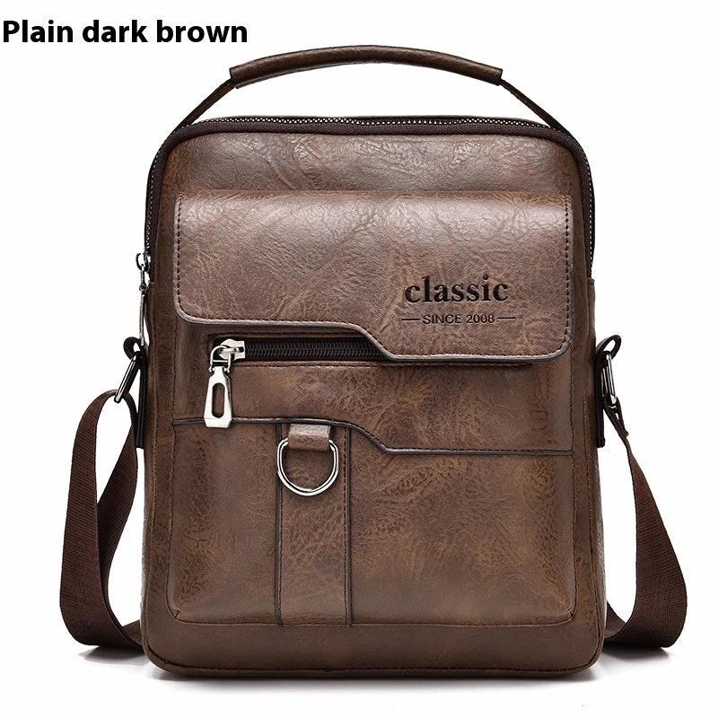 Men's Messenger Bag One Shoulder Retro Business Backpack PU Leather Flaps Crossbody by GJG Denim