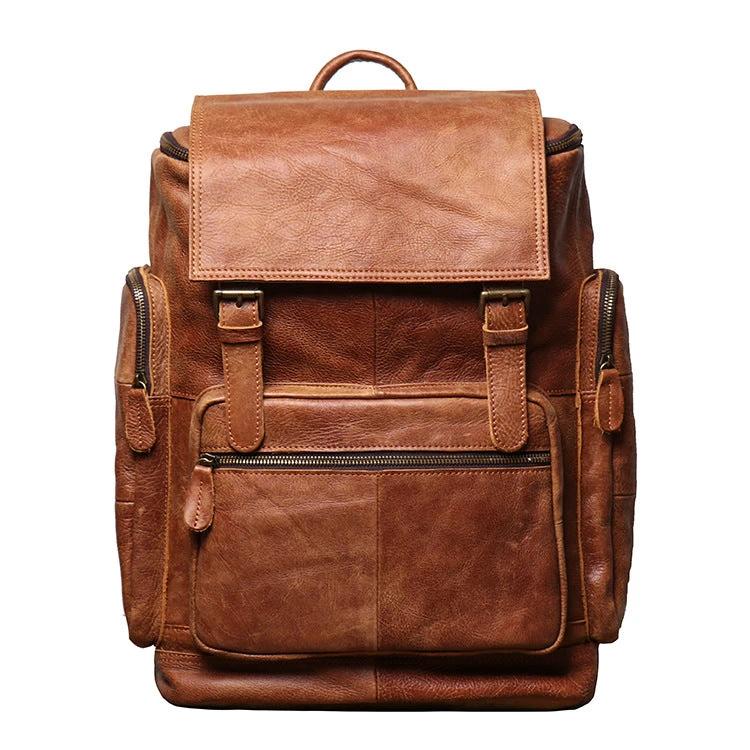 Retro Men's Genuine Leather Backpack by GJG Denim