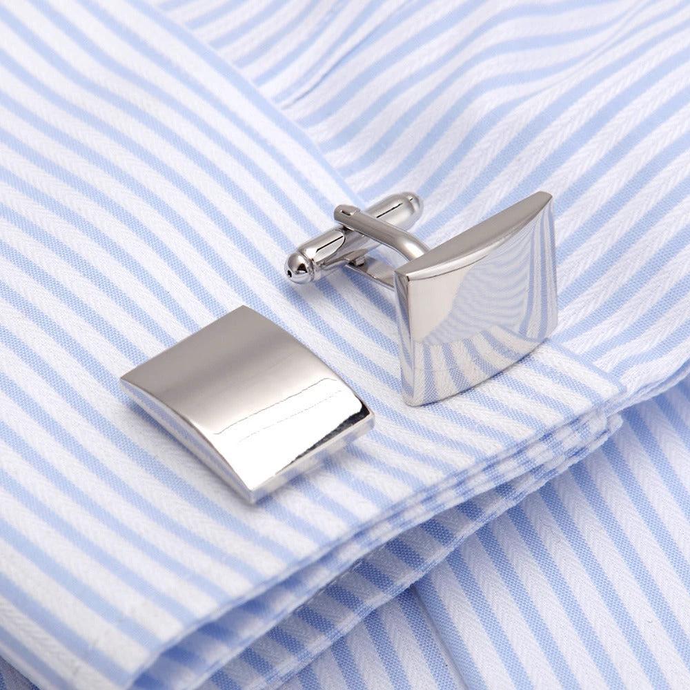 Men's High Quality Plain Glossy Cufflinks by GJG Denim