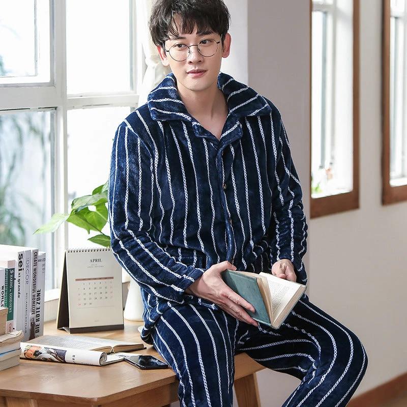 Flannel Warm And Thick Men's Pajamas by GJG Denim