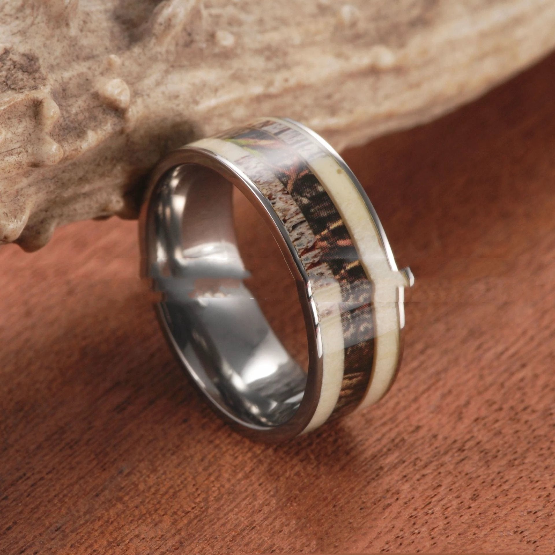 Outdoor Style Pure Titanium Inlaid Ring For Men by GJG Denim