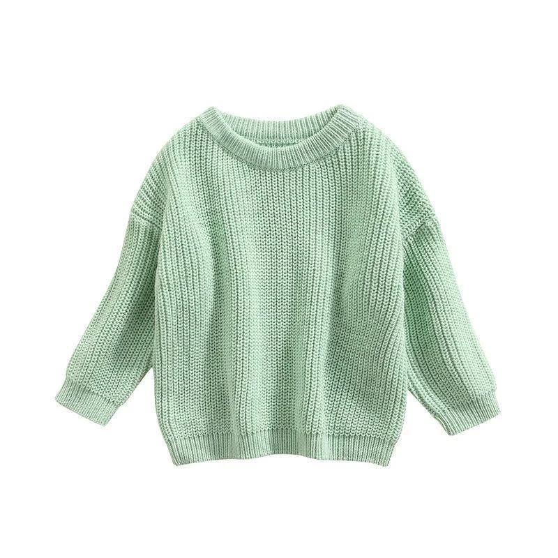 Girls' Solid Color Crew Neck Casual Sweater by GJG Denim
