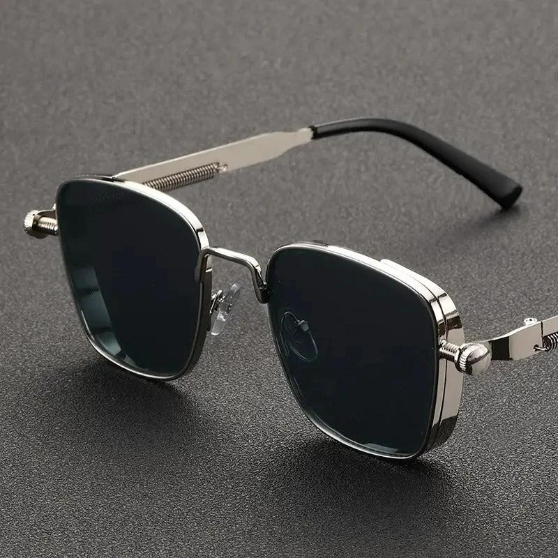 Vintage-style Square Metal Sunglasses With A Personalized Touch For Men by GJG Denim
