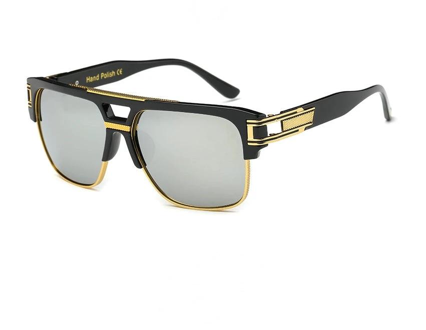 Men's Square Retro Colorful Reflective Sunglasses by GJG Denim