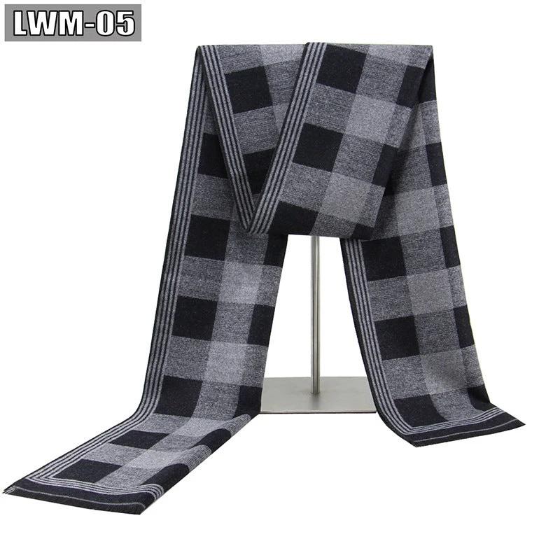 Men's Cashmere Autumn And Winter Business Plaid Scarf by GJG Denim