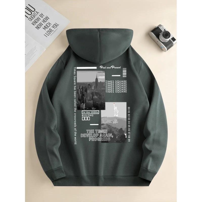 Men's Fashion Hooded Casual Daily Drawstring Sweater by GJG Denim