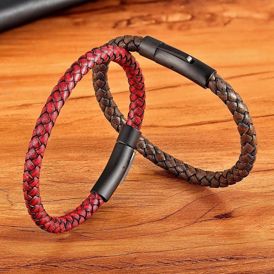 Men's Braided Stainless Steel Clasp Bracelet by GJG Denim