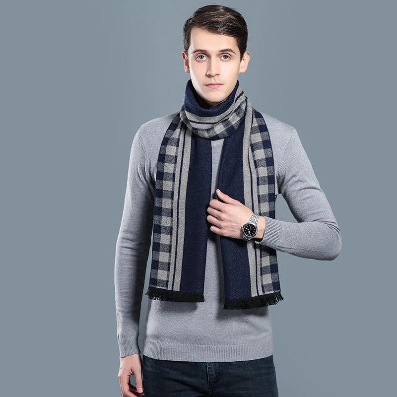 Simple Plaid Warm Keeping Artificial Cashmere Scarf by GJG Denim