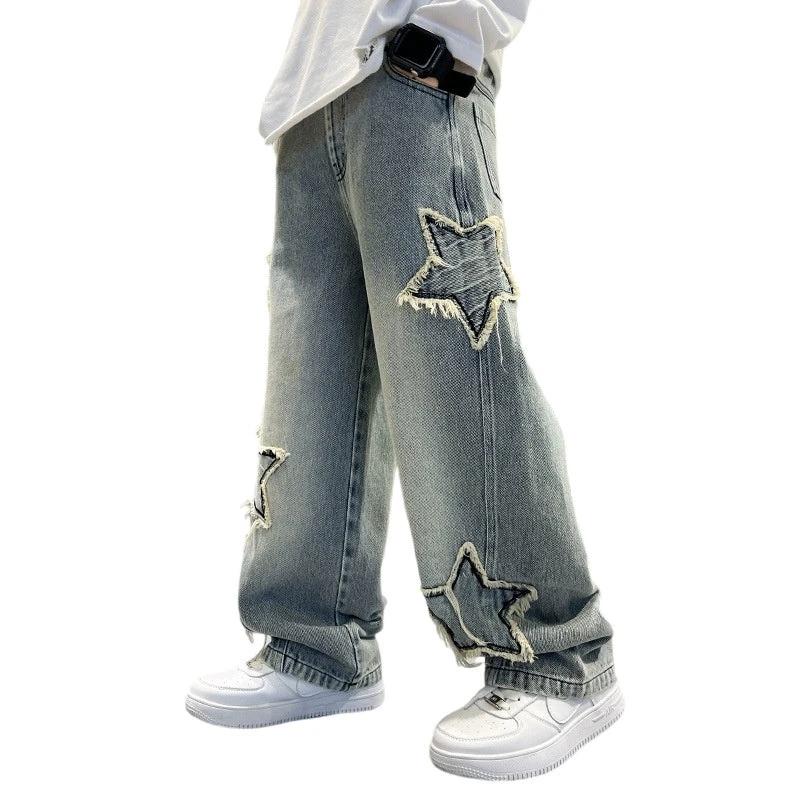 New Big Children Wide-leg Pentagram Jeans by GJG Denim