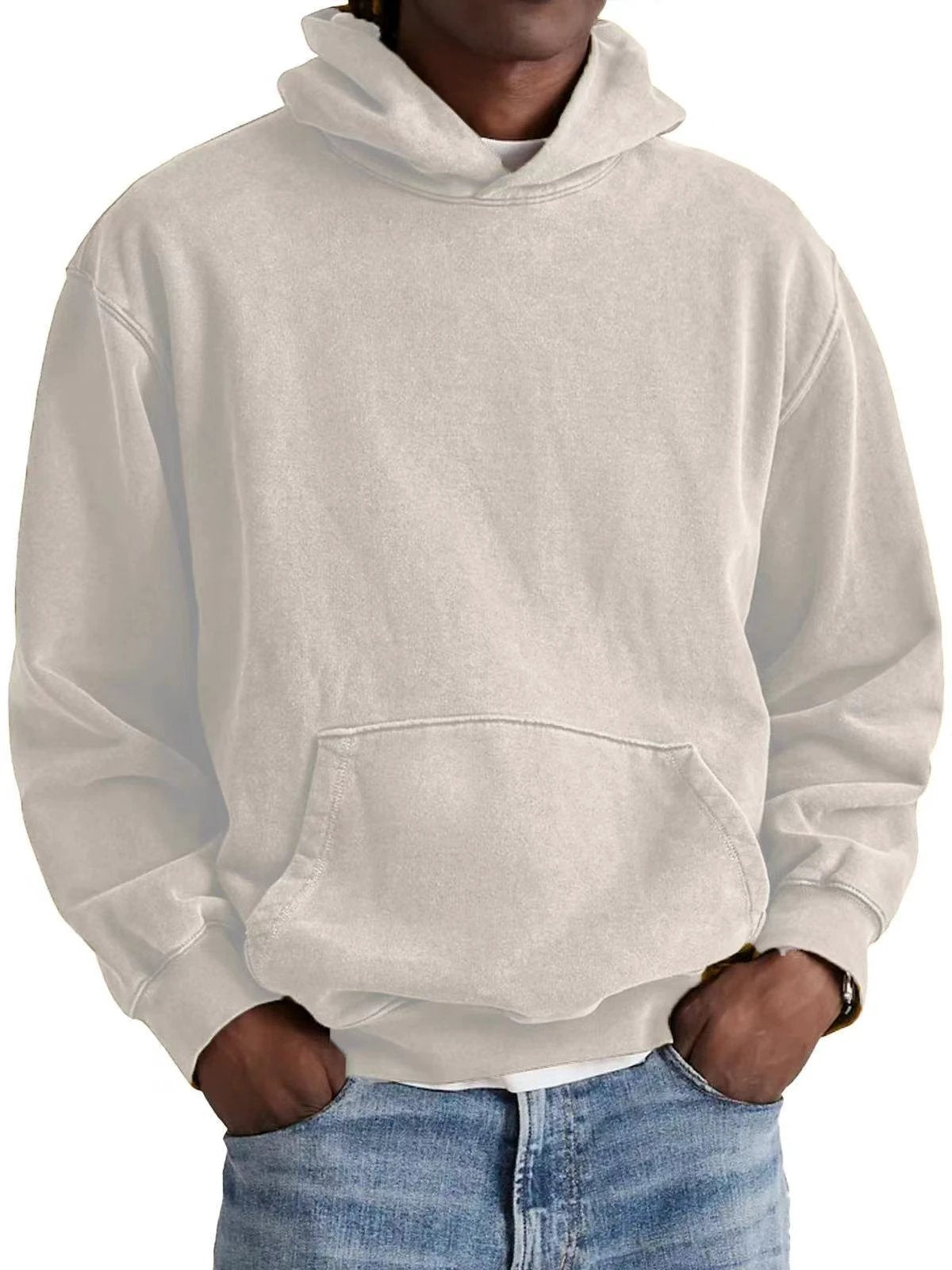 Men's Round Neck American Retro Casual Hooded Sweatshirt by GJG Denim