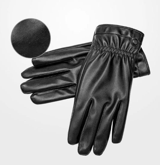 Men's PU Leather Warm Gloves by GJG Denim