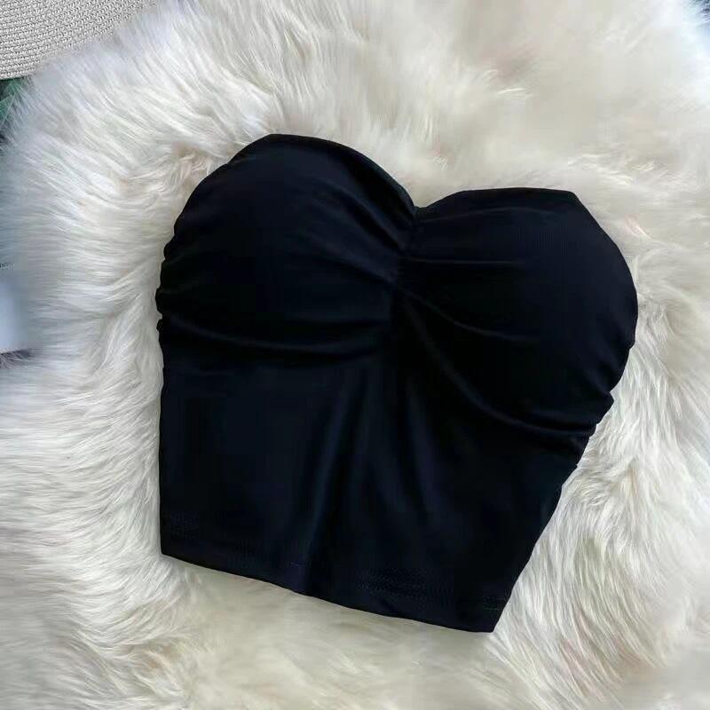Outer Wear Wrapped Chest Strapless With Chest Pad Anti-exposure Inner Base Underwear by GJG Denim