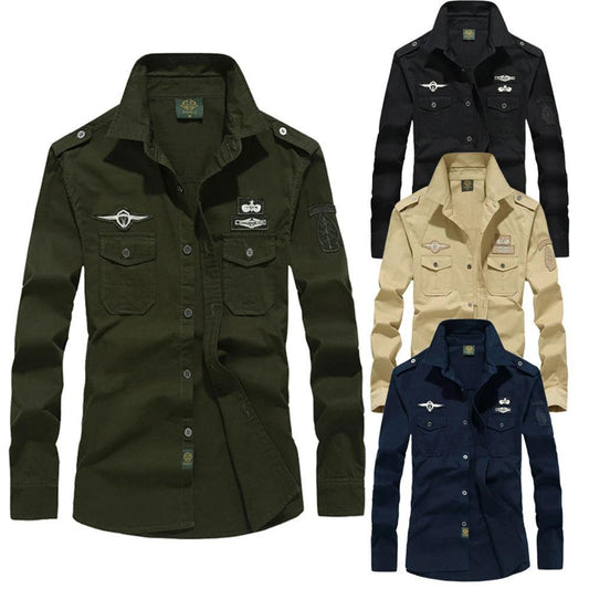 Men's Solid Color Long Sleeve Shirts by GJG Denim