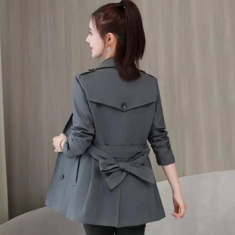 Elegant Slimming British Style Petite Top Student Double Breasted Coat by GJG Denim
