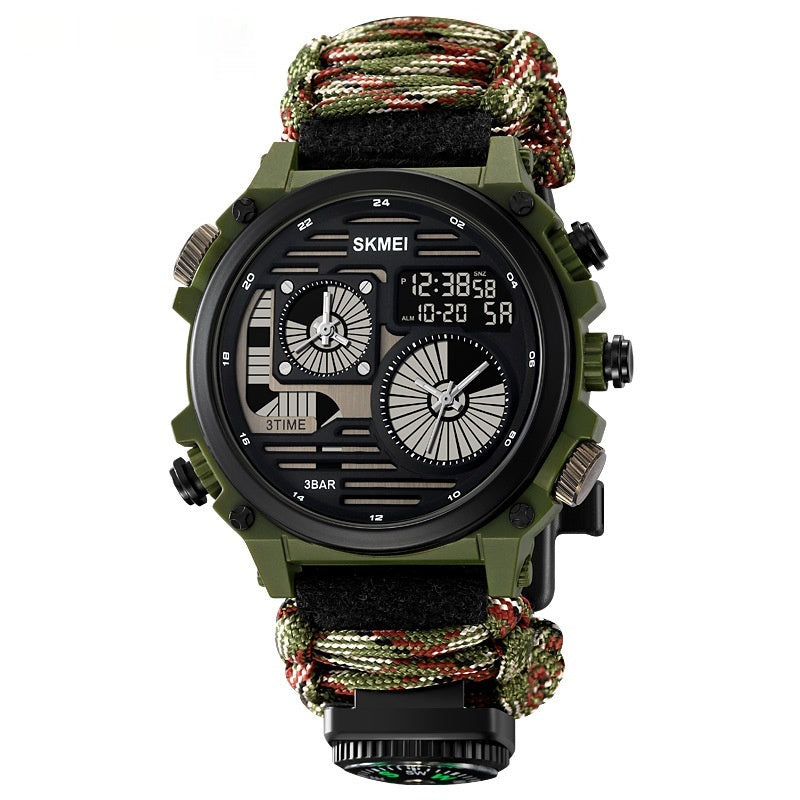 Men's Outdoor Exploration Multi-Function Waterproof Silicone Paracord Watch by GJG Denim