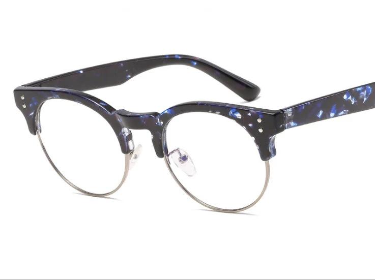 Men's Flat Mirror Glasses, With Retro Wood Grain Frame by GJG Denim