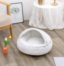 2 In 1 Dog And Cat Bed Pet Winter Bed Round Plush Warm Bed House Soft Long Plush Pets Bed Pet Products by GJG Denim