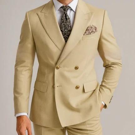 Men's Two-piece Double-breasted Suit by GJG Denim