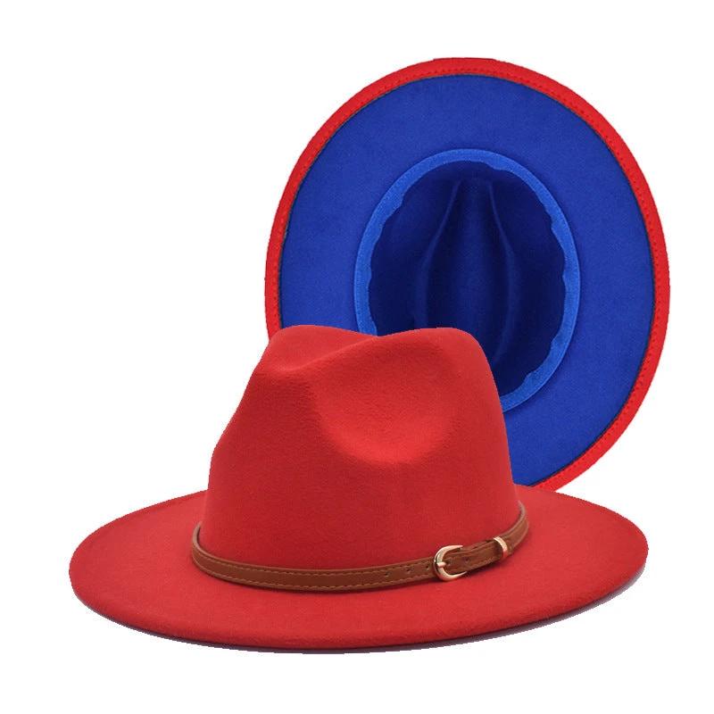 Men's Wool Double-sided Color Matching Jazz Hat by GJG Denim