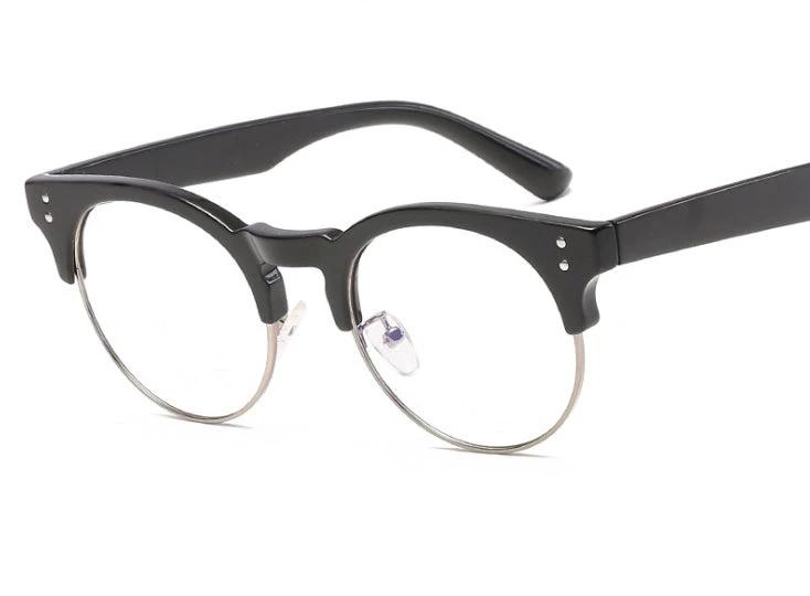 Men's Flat Mirror Glasses, With Retro Wood Grain Frame by GJG Denim
