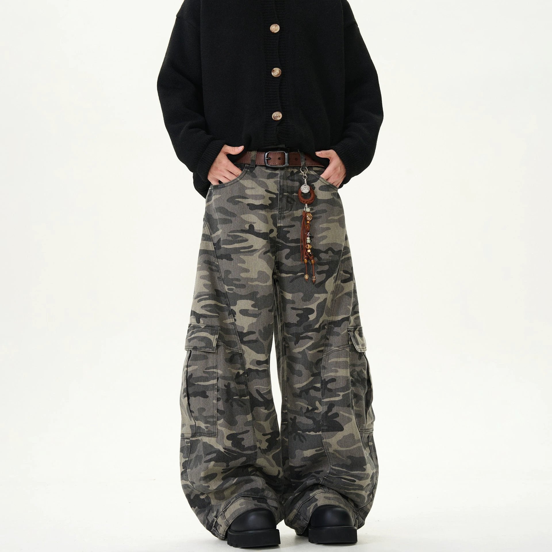 Men's Camouflage Loose Casual Retro Machete Jeans by GJG Denim