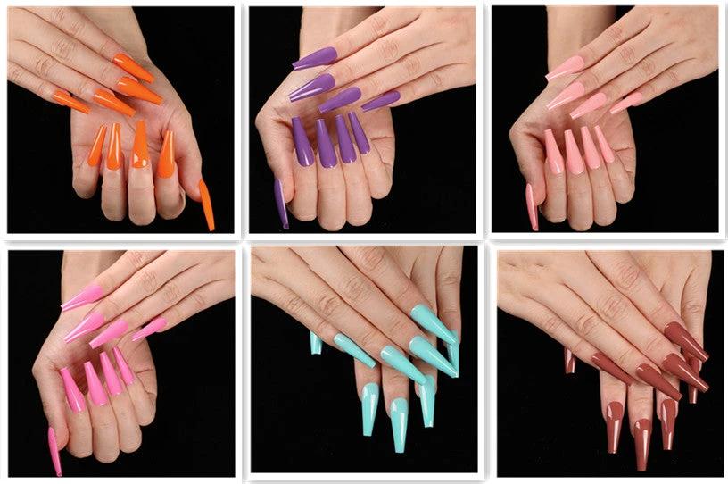 A variety of colors to choose from Nail Art Long Coffin Fake Nails Ballet Nail Patch Wearing Nail Bag by GJG Denim