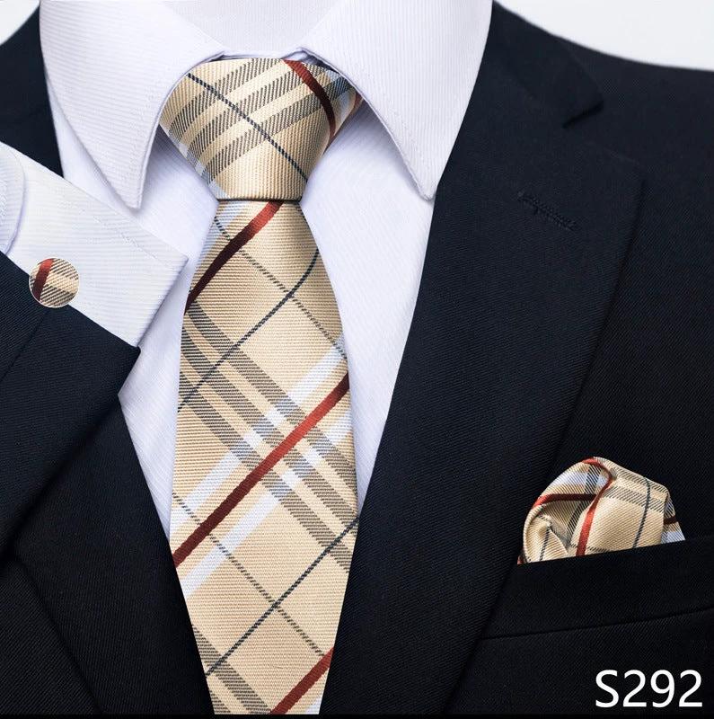Men's Creative All-match Business Formal Wear Tie Scarf Cufflink Set by GJG Denim