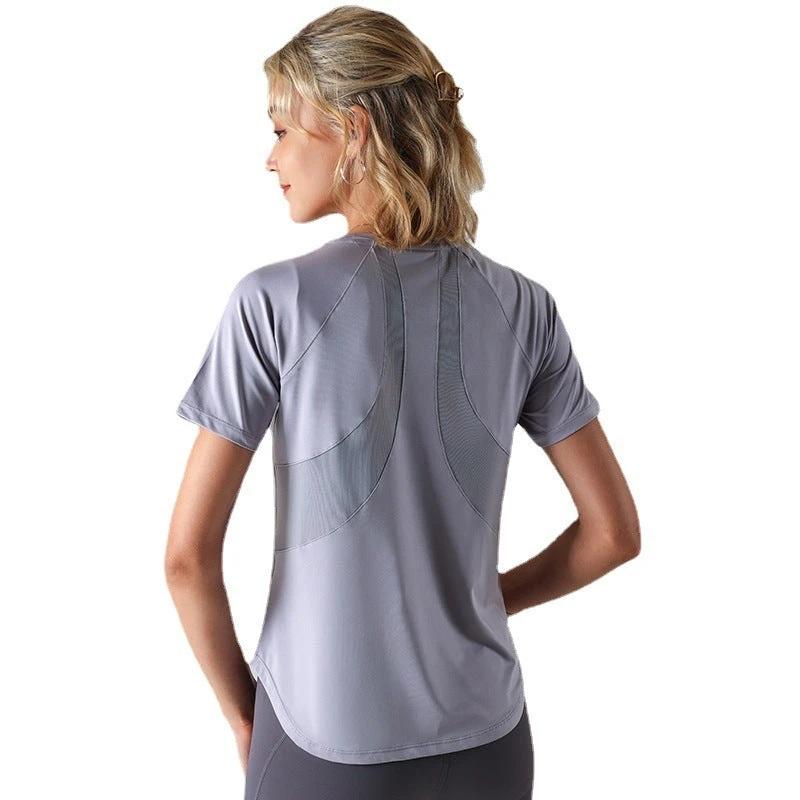 Quick-drying Mesh Stitching Workout Clothes Top For Women by GJG Denim