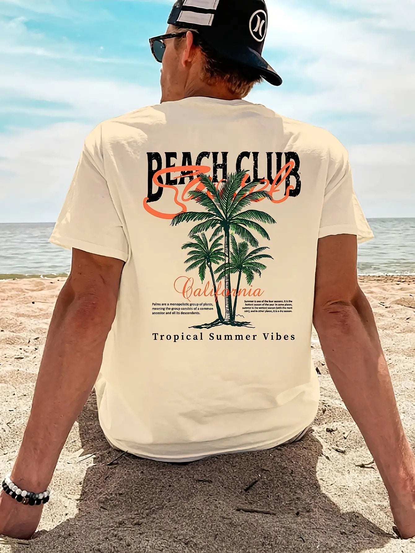 Beach Club Pattern Printed Men's T-shirt by GJG Denim