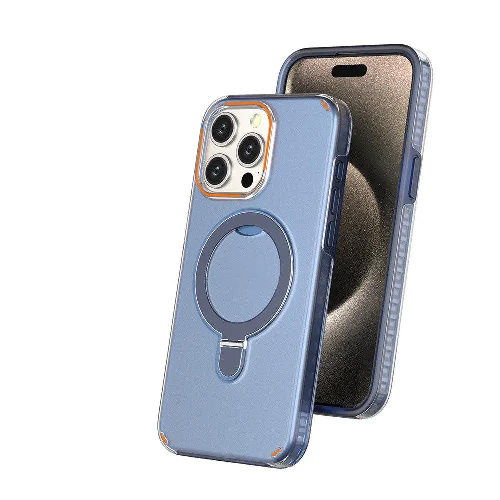 New Colorful Magnetic Bracket Phone Case With Holder Stand Cover For Magesafe Magnetic Transparent Wireless Charge Case For Phone by GJG Denim
