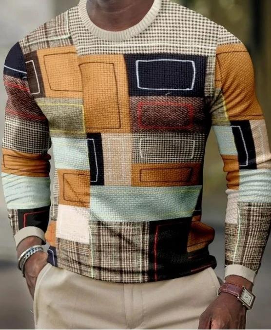 Men's 3D Pullover Casual Tops Long Sleeve by GJG Denim