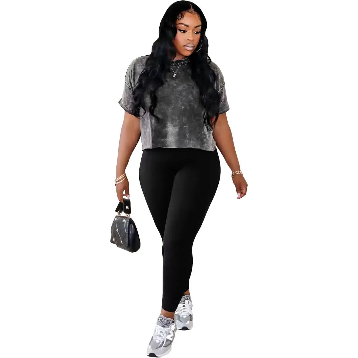 Women's Printed Casual Sports Two-Piece Set by GJG Denim