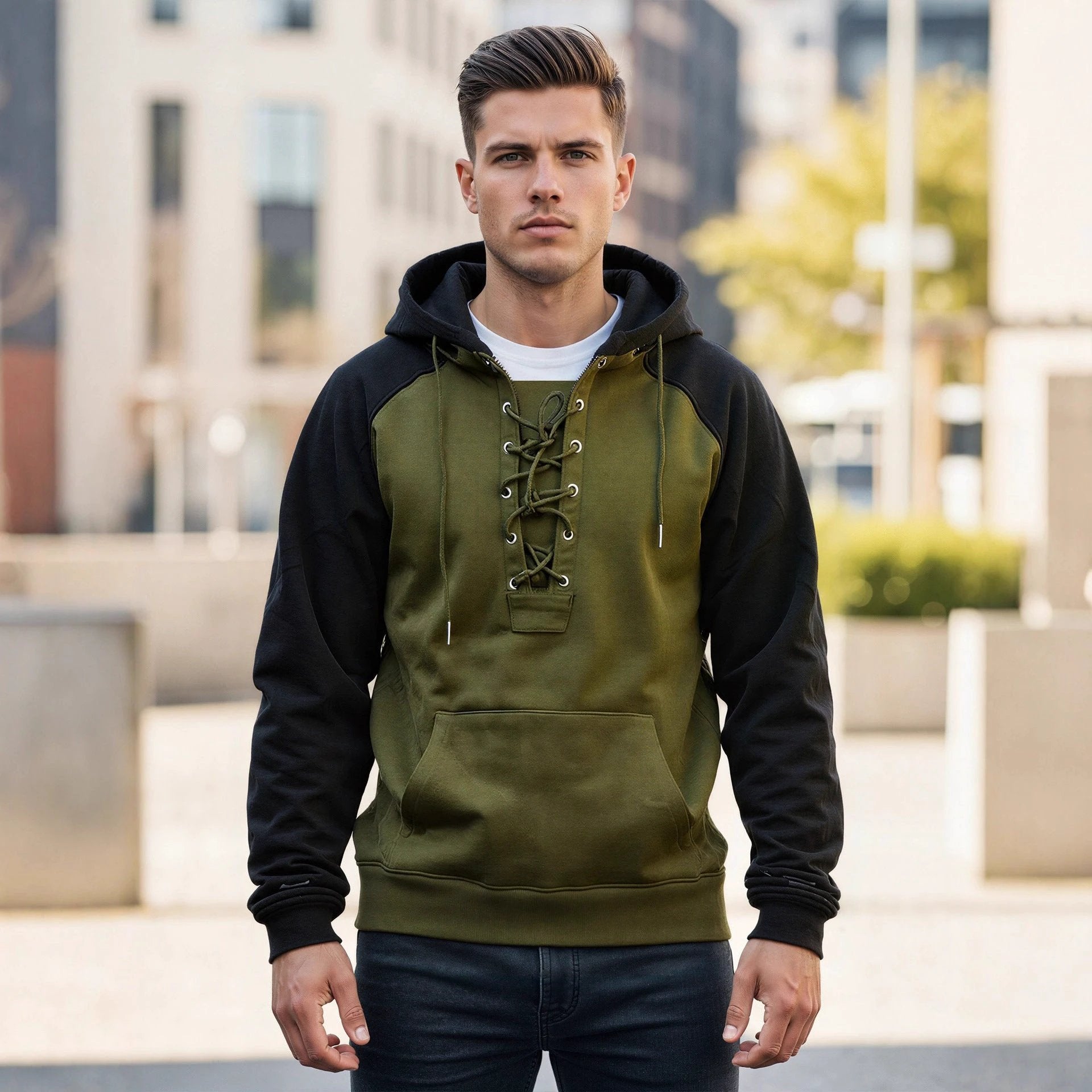 Men's Drawstring Hooded Sweatshirt by GJG Denim