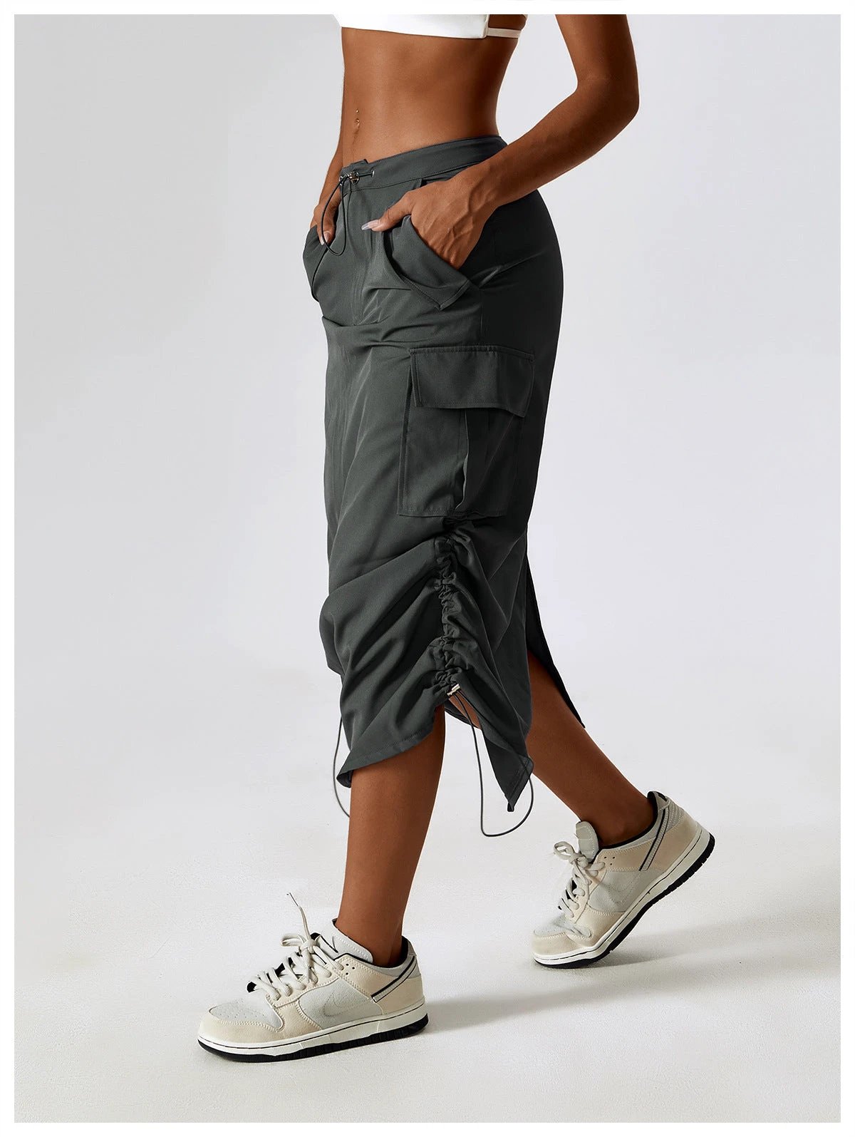 European And American Retro Suit Skirt Waist Sports Casual Skirt Mid-length All-matching Work Clothes Pocket Skirt by GJG Denim