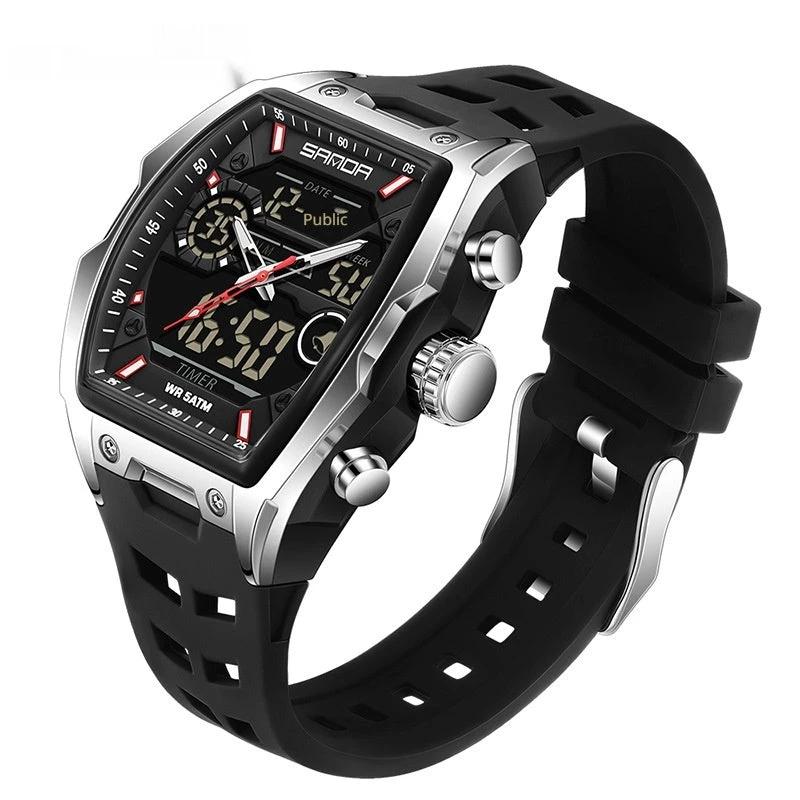 Multifunctional Cask-Shaped Luminous Sports Electronic Watch For Men by GJG Denim