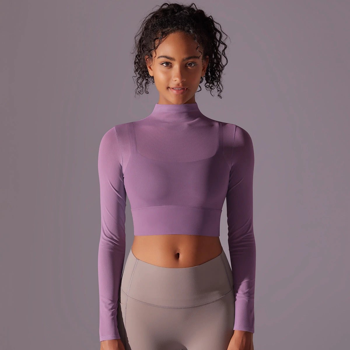 Mesh Yoga Clothes Long Sleeve Quick-drying Workout Clothes Top For Women by GJG Denim