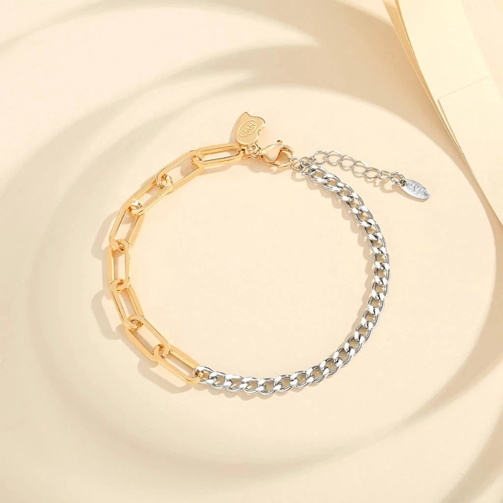 Women's Gold-plated Exquisite Simple Gold And Silver Stitching Bracelet by GJG Denim