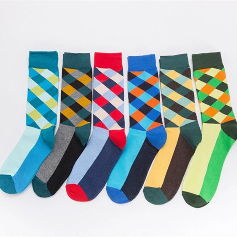 Men's Color Diamond Lattice Socks by GJG Denim