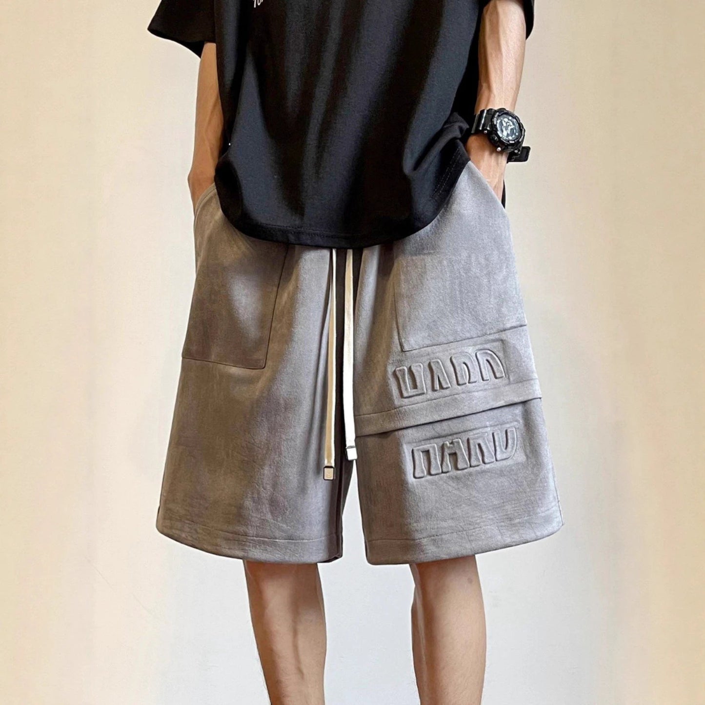 Heavyweight Casual Suede Shorts For Men by GJG Denim