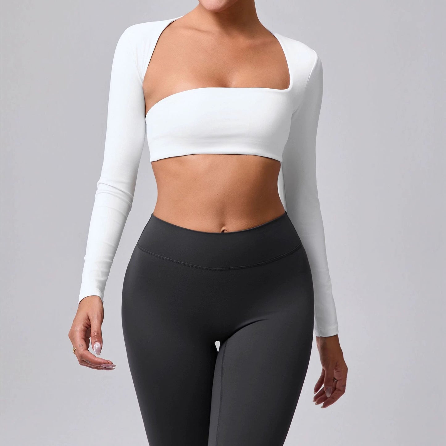 Autumn Sand Brushed Shawl Long Sleeve Yoga Wear by GJG Denim