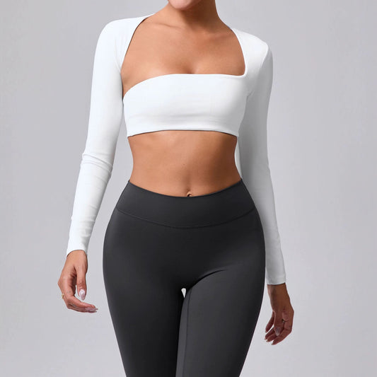 Autumn Sand Brushed Shawl Long Sleeve Yoga Wear by GJG Denim