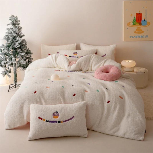Heavy Weight Fleecefiber Towel Embroidery Duvet Cover Four-piece Set by GJG Denim