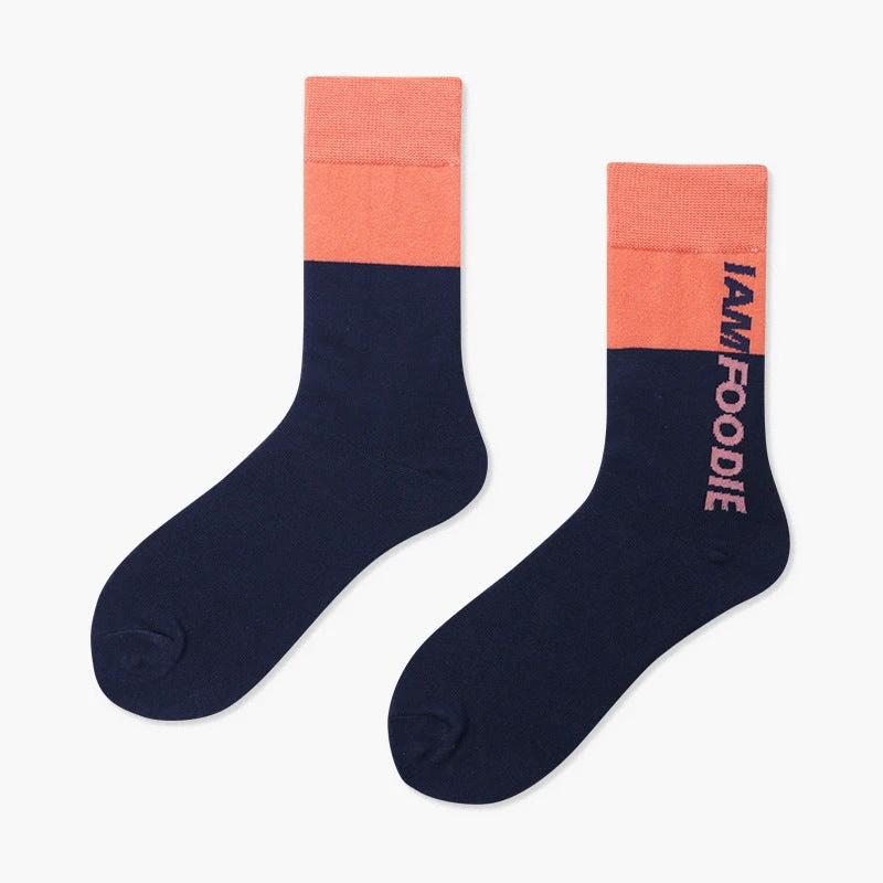 Men's Creative And Minimalist Printed Casual Breathable Mid Length Socks by GJG Denim