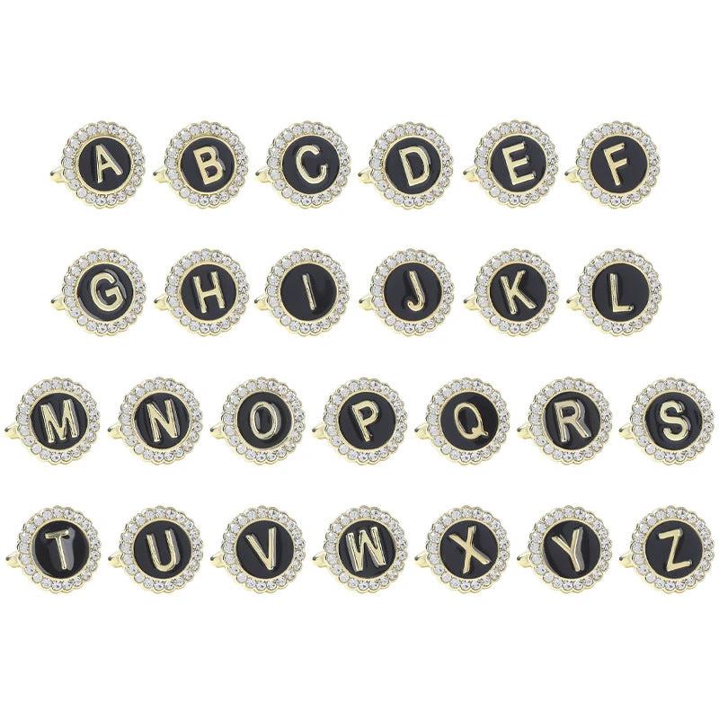 Round Diamond-like Cufflinks for Men 26 Letters by GJG Denim